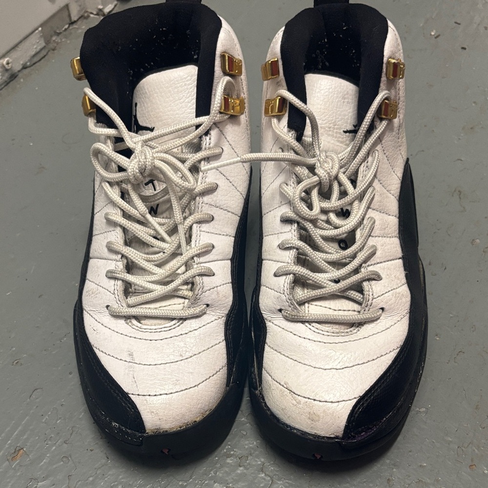 Jordan White and Black Sneakers with Gold Accents
